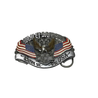 Vintage Harley-Davidson “Born In The USA” Pewter Belt Buckle