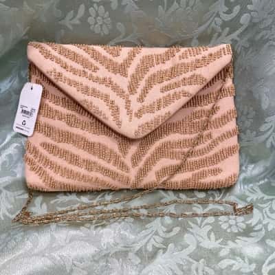 Womens Peach Beaded handbag