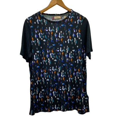Ted Baker Womens  Size 12 Short Sleeve Top Black  /Multicoloured 