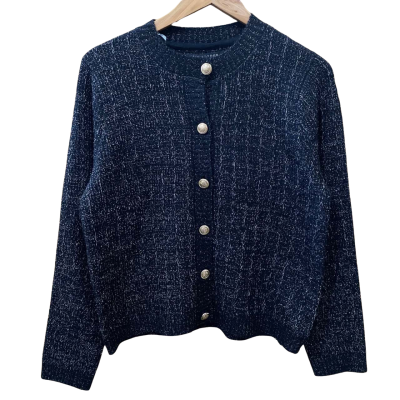 Liz Jordan Black/Gole Metallic Cardigan Size S