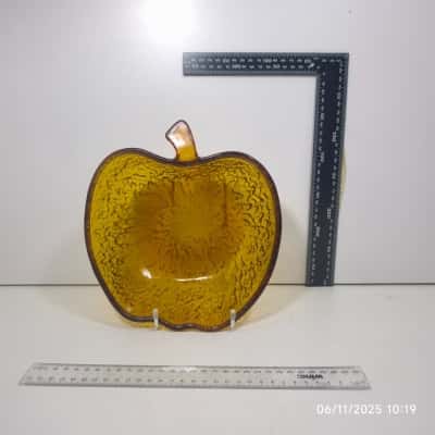 Vintage Amber Apple Italy Bowl Glass 