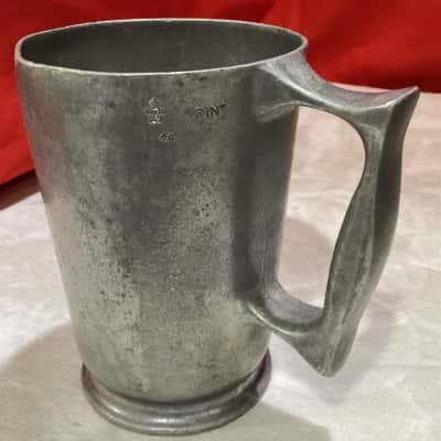 Antique British Pewter Print Tankard