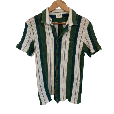 Common Need Mens  Size L Short Sleeve Shirt Blue / Green / White 