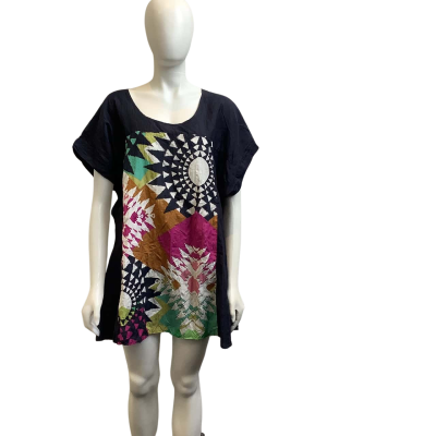 Brand New Taking Shape Womens  Size 20 Adoration Tunic Silk Blend Top Black Mix