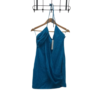 Meshki Womens  Size L Kourt Shimmer Mini Dress Blue BNWT