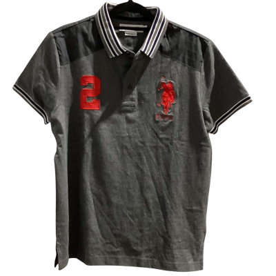  BNWT U.S. Polo Assn. Mens Size M Polo Shirt Black  / Grey / Red 