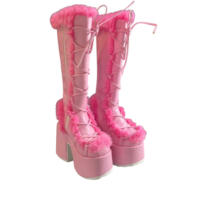 Demonia Camel-311 Knee High Gothic Pink Platforms Size 7