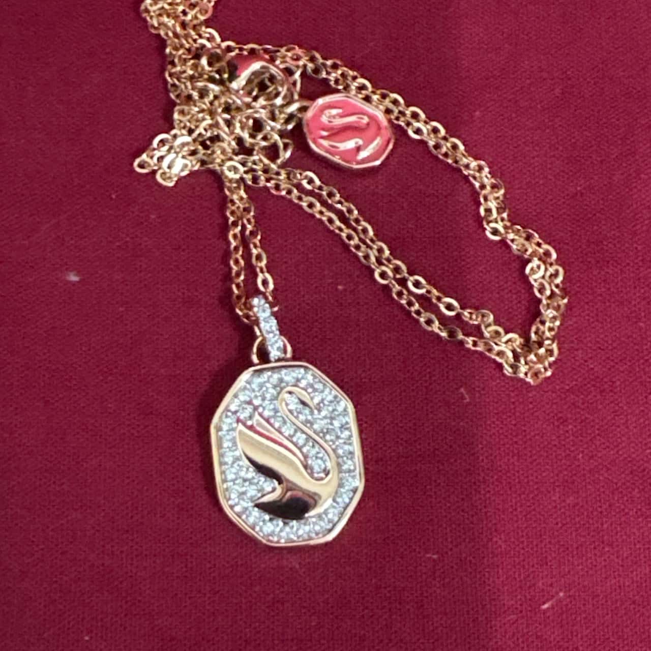 Swarovski Women's Signum Swan Rose Gold Tone Octagon Pendant Necklace (s)