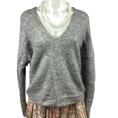 Witchery Marble Deep V Slouch Knit - Grey Size S/M