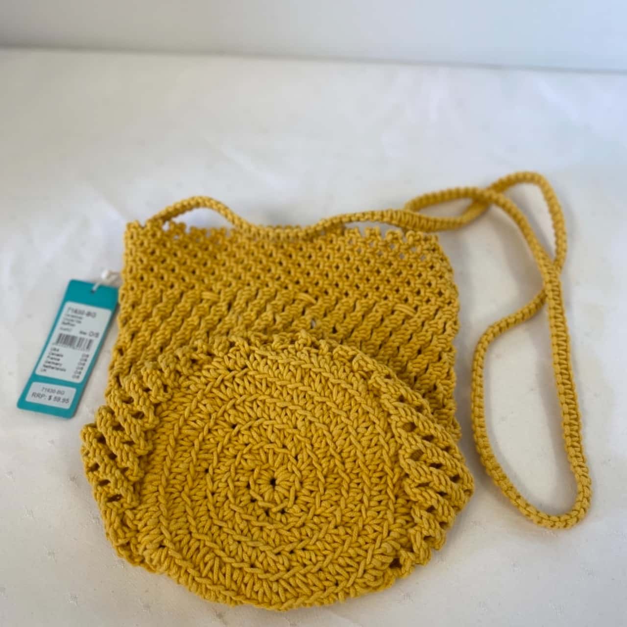 BNWT Seafolly Womens Crochet Cross Body Bag Yellow (s)