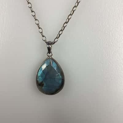Sterling Silver Labradorite Gemstone Necklace 50cm (925)