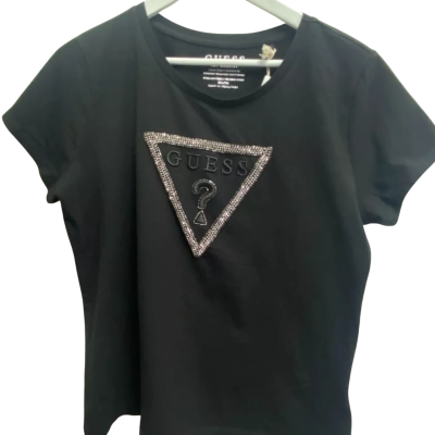 Guess Womens  Size XXL Crew Neck Top Black  