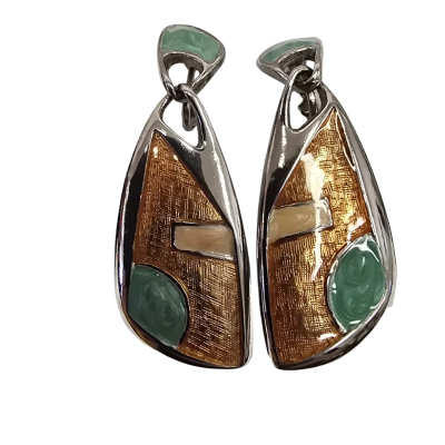  Womens Silver and Enamel Retro Earrings Clip on's