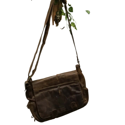  Anne Kaszer Brown Satchel Buffalo Hide as is 