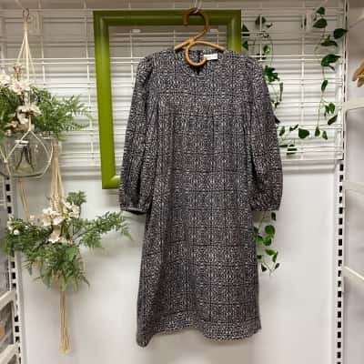 Megan Park Womens Babydoll Dress Grey / Natural Size 0 