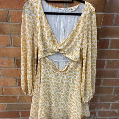  Women’s Ruby Susz  Size 10 Long Sleeve Dress / Mini Dress Floral / Yellow 