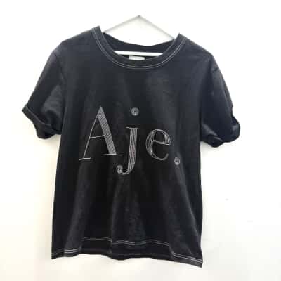 AJE Womens  Size S T-shirts Black  