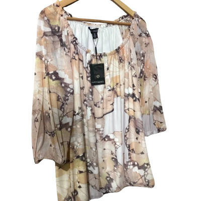  Womens  Size XS 3/4 Sleeve Top Burnt Orange / White 