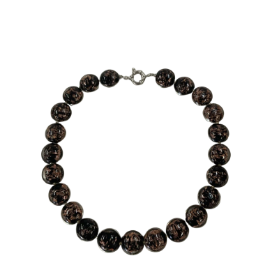 Stunning Womens Art Glass Beaded Necklace with Silver Tone Belcher Clasp