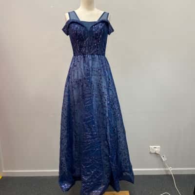 Lovoney Womens  Size 10 Formal Sequins Dress Deep Blue 