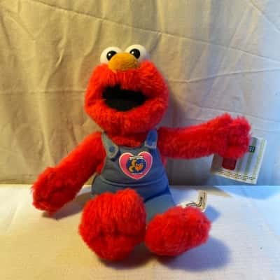 Elmo Plush Toy In Fish Bowl Overalls
