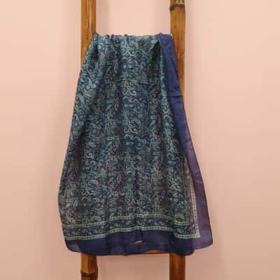 Women's Indian Silk Scarf Navy