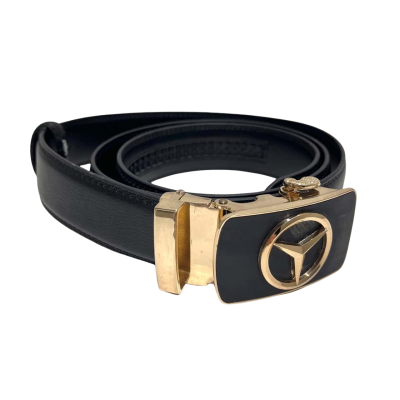 Mercedes Buckle Mens  Belt Black  / Gold 