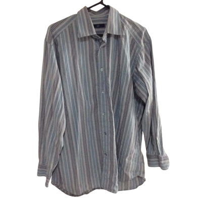 Zegna Sports Mens  Size L Long Sleeve Shirt Blue / Grey / Orange 