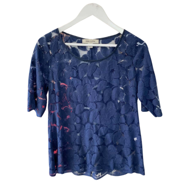 Perri Cutten Womens  Size M Short Sleeve Top Navy Blue 