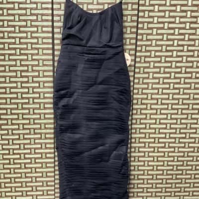 BNWT Azzurielle Janis Midi Women’s Size 10 Dress Cocktail Formal Strapless Black Designer 