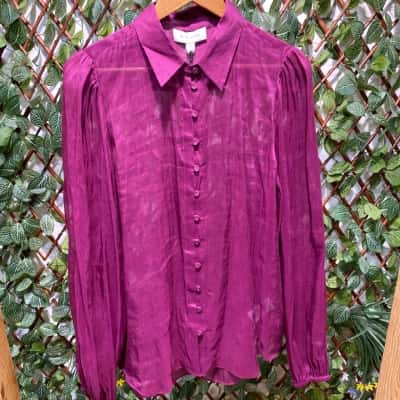 Witchery Womens  Size 14 Long Sleeve Shirt Magenta 