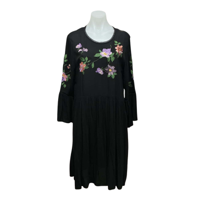 Sass Womens Size 10 Babydoll Dress Black  / Floral / Multicoloured 
