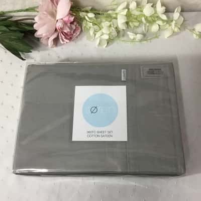 Soren Smoke Grey 360TC Cotton Sateen King Single Sheet Set (new)