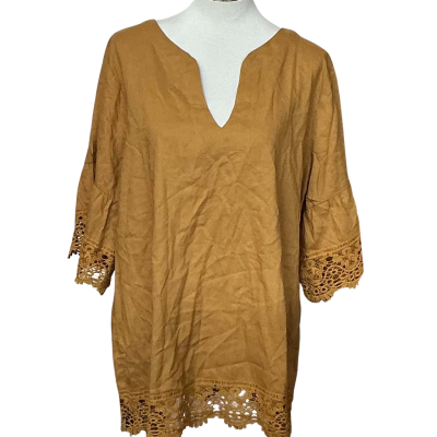 Sara Womens  Size 18 Short Sleeve Shirt Mustard 