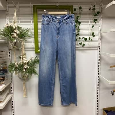 Good American Womens  Size 10 Wide Leg Jeans Blue 