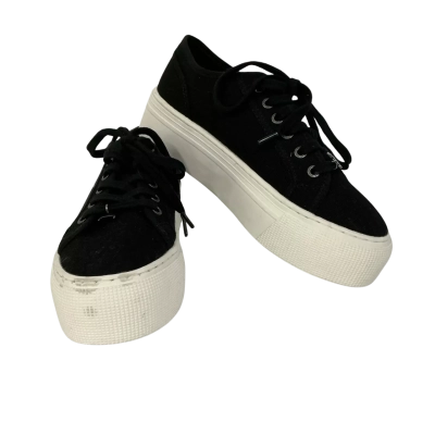 Windsor Smith Ruby Black Canvas Platform Sneakers Size 8.5 Black  / White 