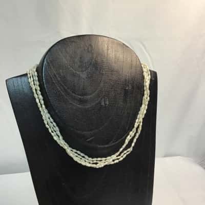  Womens Choker 4 strand Pearl Necklace
