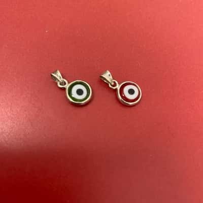 925 ALE Marked Unisex Evil Eye Pendants 2Pieces Red Green