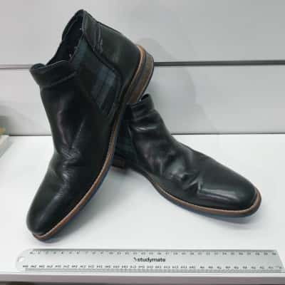 Wild Rhino Mens Size 43 Boots Black Leather PreOwned 