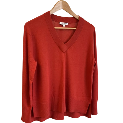 “Sportscraft” Womens  Size S V-Neck Jumper - tomato red 