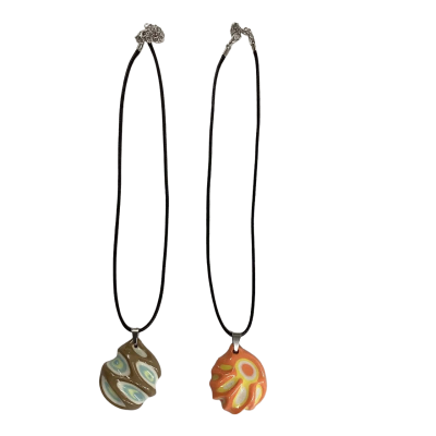 Retro Ceremic Pendant Necklaces- Set of 2