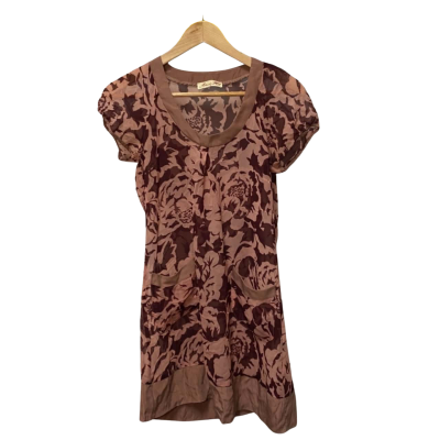 Alannah Hill Size 8 Maroon Pattern Short Sleeve Top