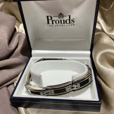 Mens Stainless Steel Bracelet Silver/Black