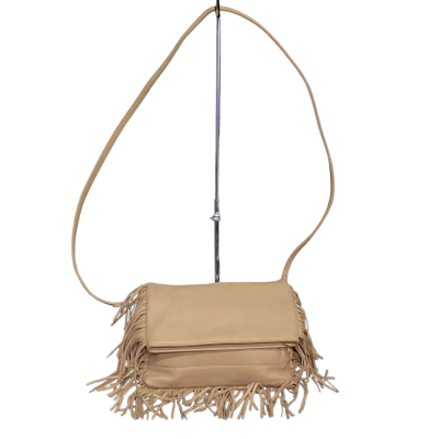 Oroton Cross Body Fringe Bag Beige 