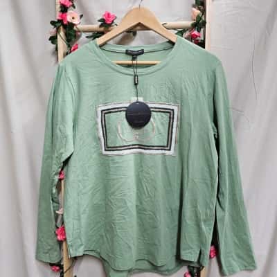 Womens Caroline Morgan Green Long Sleeve Top Size 14 BNWT
