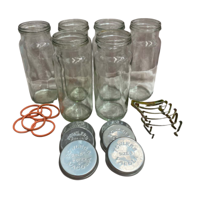 Fowlers no 27, Vacola Preserving Jars - Set of 6 complete with rubber seals, lids and clips