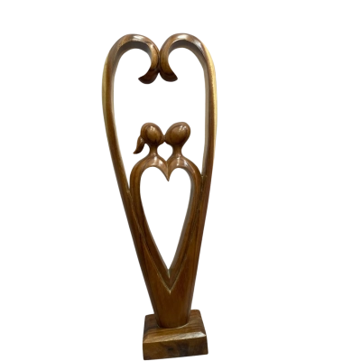 Hand Carved Wooden Statue- Heart & Soul 