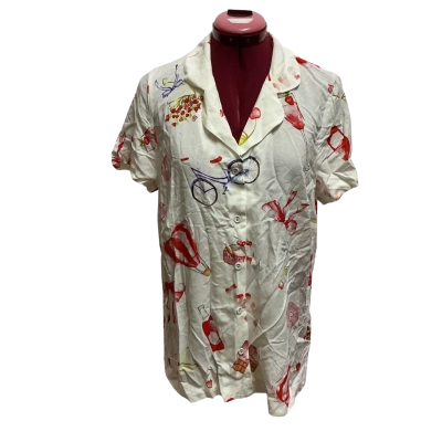 Sussan Womens  Size XS Button Up Top Red / White 