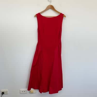 YH & Co Red Sleeveless Midi Dress Size 12 