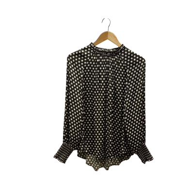 Witchery Womens  Size 10 Mossy Green / Polka Dot Long Sleeve Shirt 